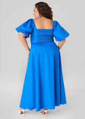 Bubble Sleeved Maxi Dress Victoria Blue | Ashley Stewart