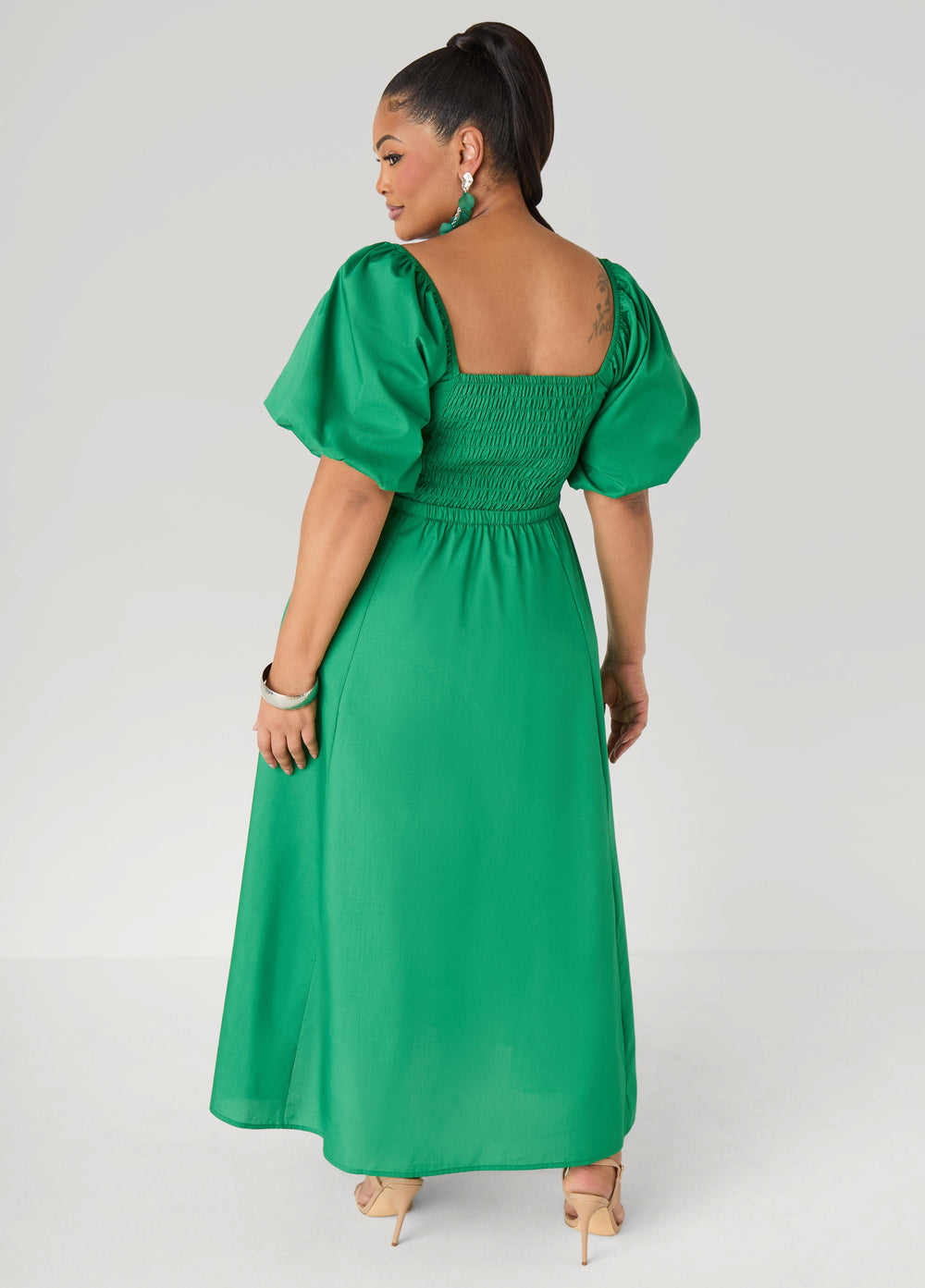 Bubble Sleeved Maxi Dress Victoria Blue | Ashley Stewart