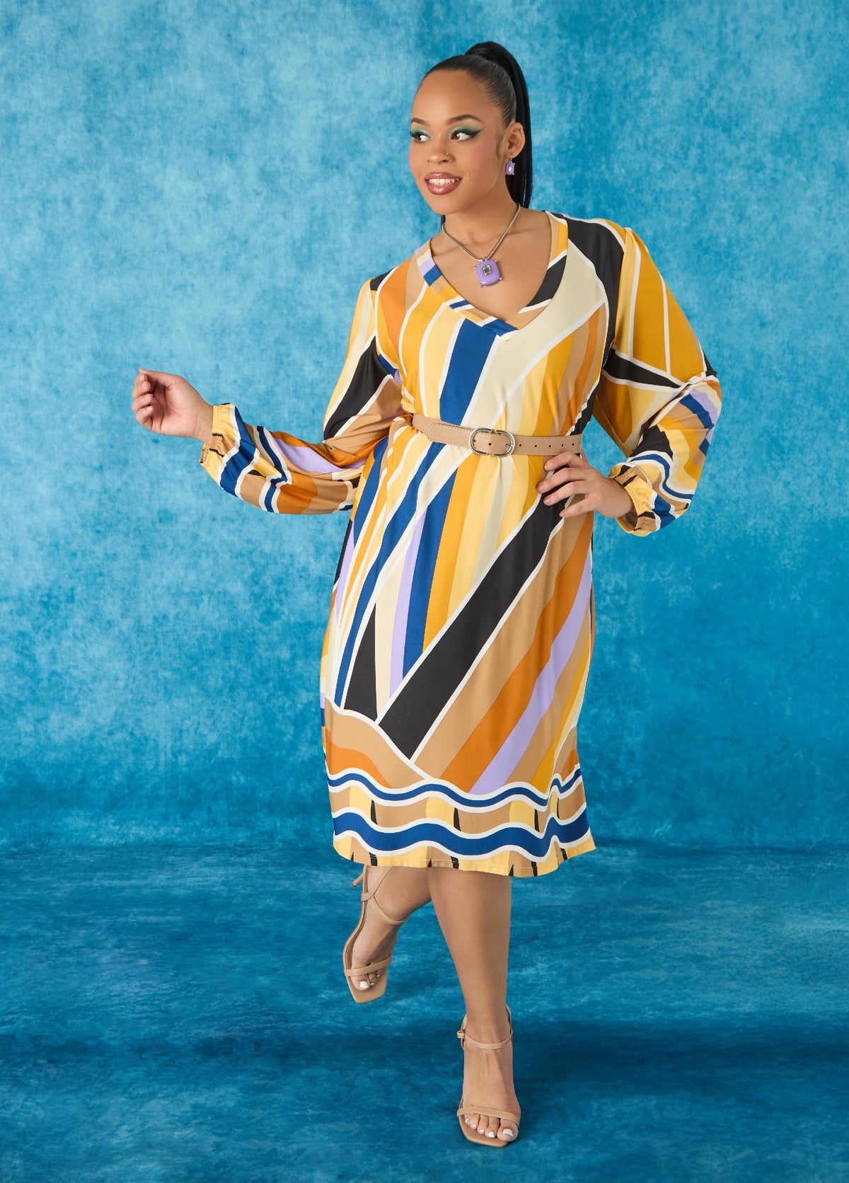 Abstract Print Bodycon Dress Multi | Ashley Stewart