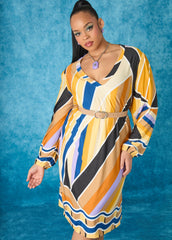 Abstract Print Bodycon Dress Multi | Ashley Stewart