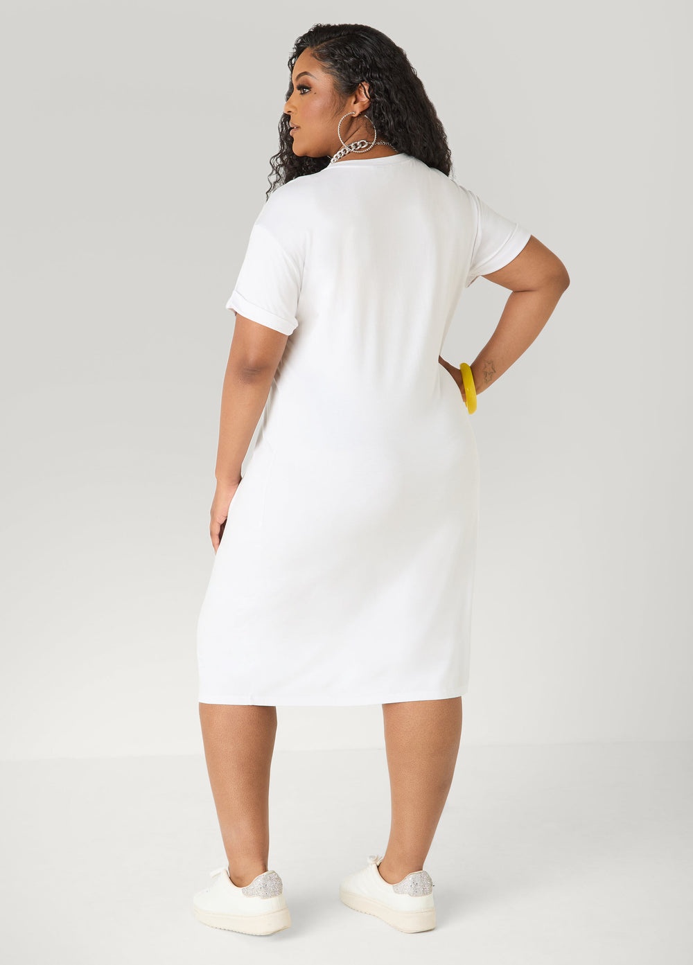 Butterfly T Shirt Dress White | Ashley Stewart