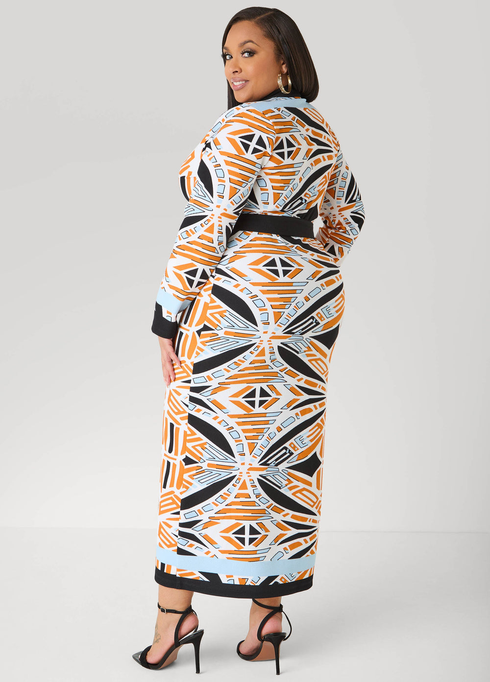 Abstract Print Cardigan Dress Multi | Ashley Stewart