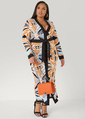 Abstract Print Cardigan Dress Multi | Ashley Stewart