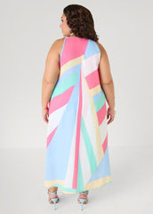 Cape Effect Striped Midaxi Dress Multi | Ashley Stewart