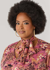 Tie Neck Printed Midaxi Dress Confetti | Ashley Stewart