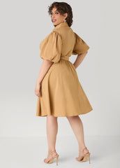 Crochet Panel A Line Shirtdress Iced Coffee | Ashley Stewart