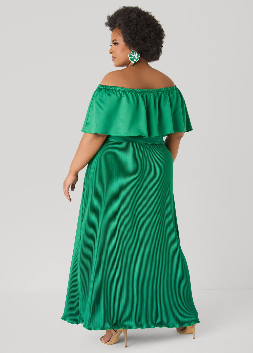 Off The Shoulder Satin Maxi Dress Amazon | Ashley Stewart