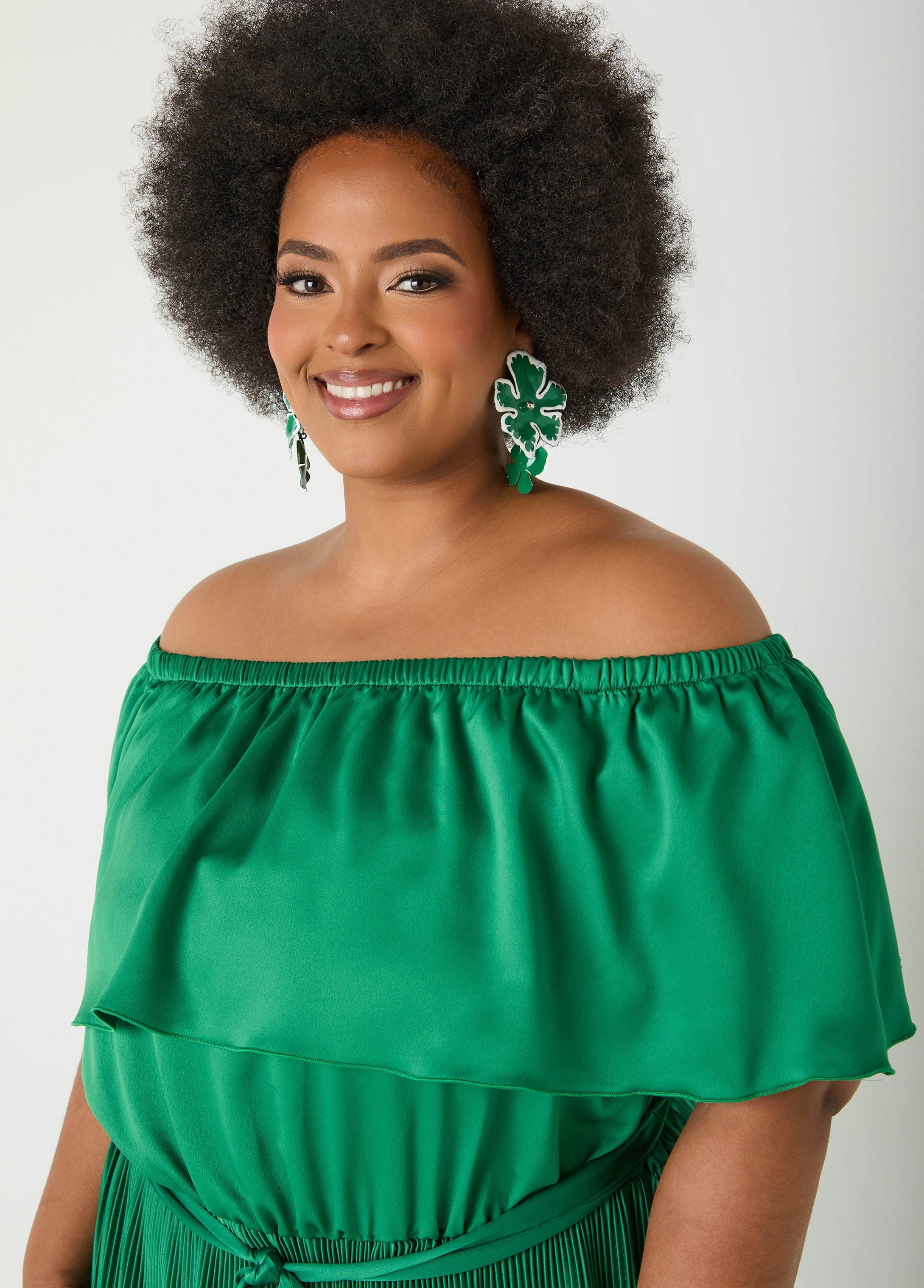 Off The Shoulder Satin Maxi Dress Amazon | Ashley Stewart