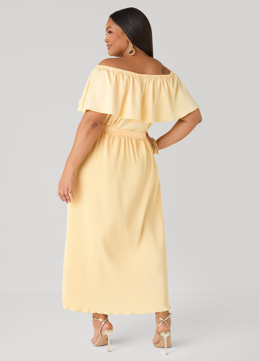 Off The Shoulder Satin Maxi Dress Amazon | Ashley Stewart