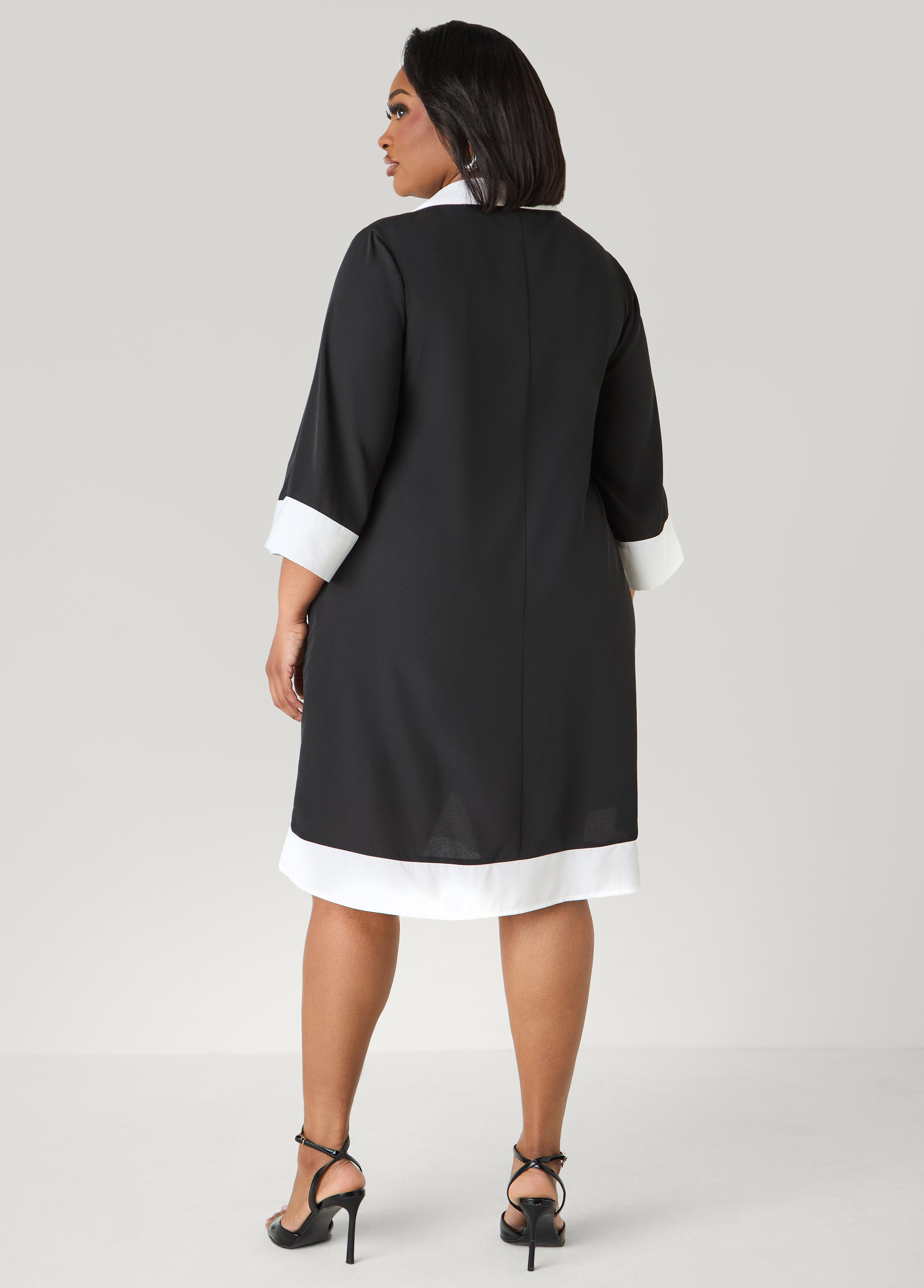 Two Tone Swing Shirtdress POWDER BLUE | Ashley Stewart