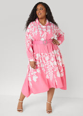 Belted Floral Midaxi Shirtdress Confetti | Ashley Stewart
