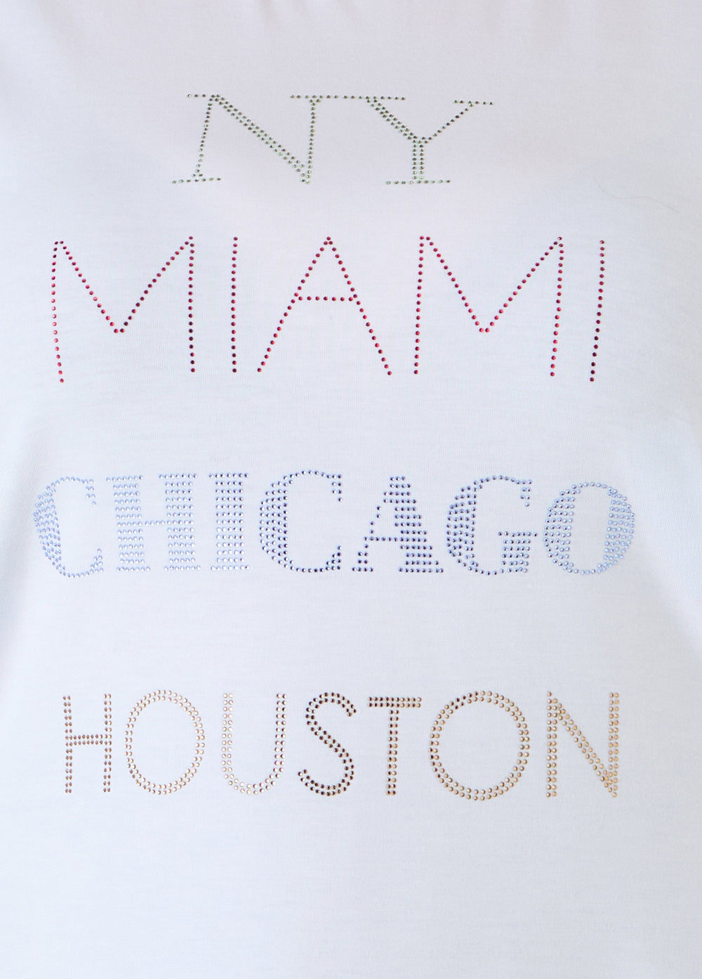 New York Miami Chicago Houston Tee White | Ashley Stewart