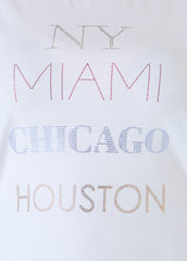 New York Miami Chicago Houston Tee White | Ashley Stewart