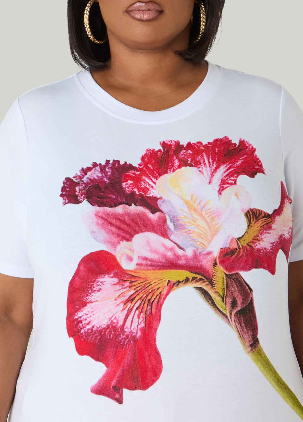 Floral Jersey Graphic Tee White | Ashley Stewart