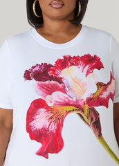 Floral Jersey Graphic Tee White | Ashley Stewart