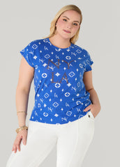 NY To LA Printed Tee Victoria Blue | Ashley Stewart