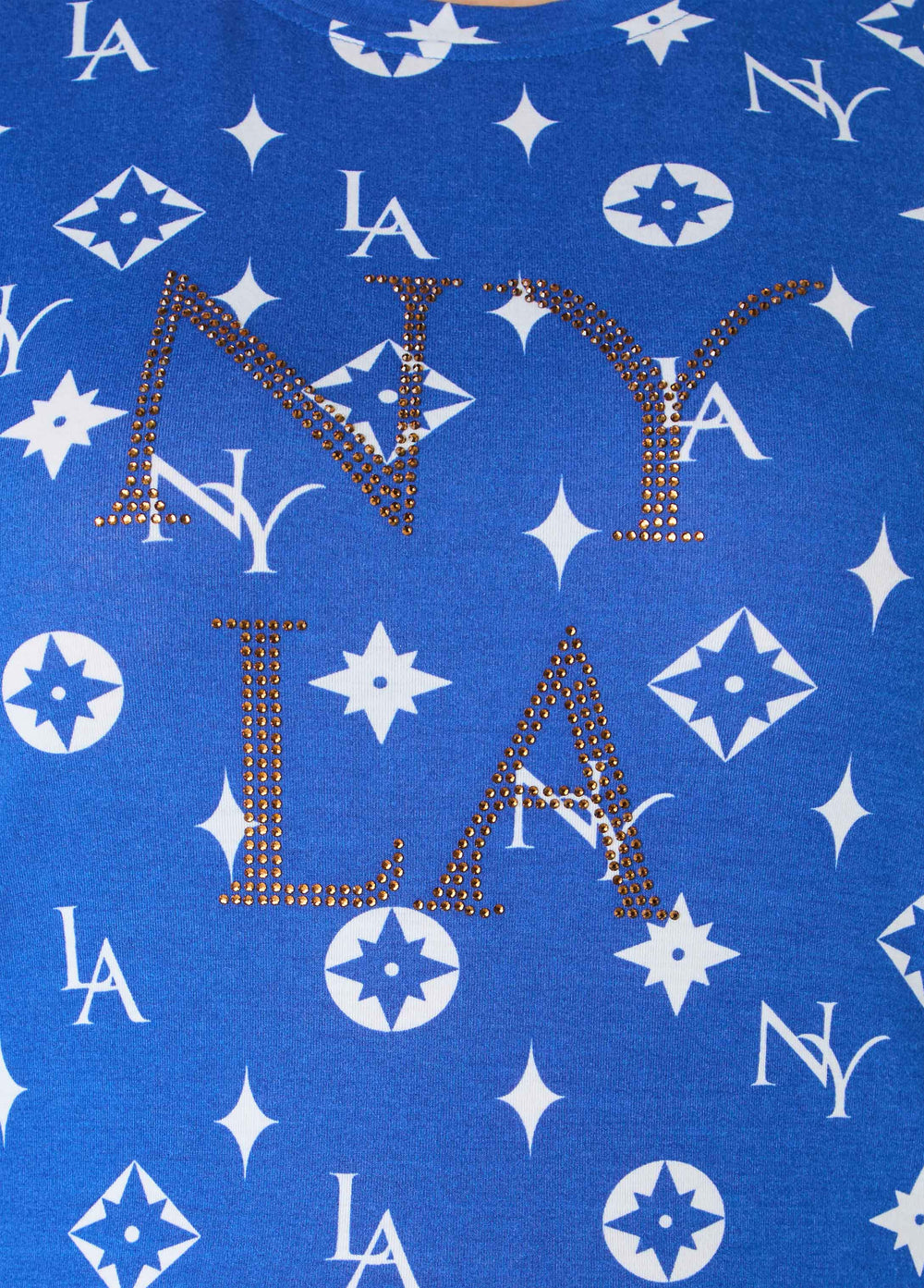 NY To LA Printed Tee Victoria Blue | Ashley Stewart