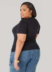 Metallic Aries Queen Graphic Tee Black | Ashley Stewart