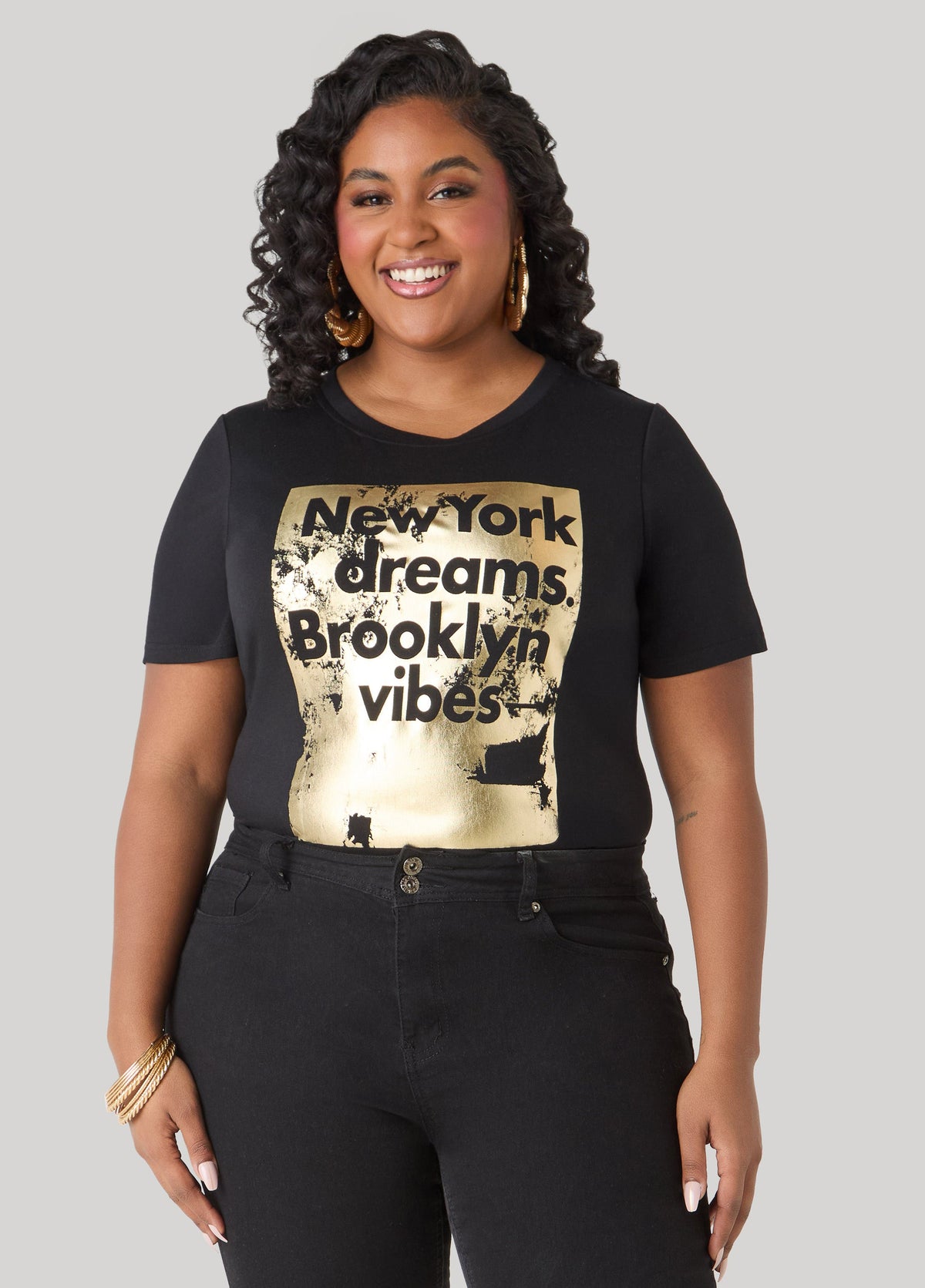 New York Graphic Tee Black | Ashley Stewart