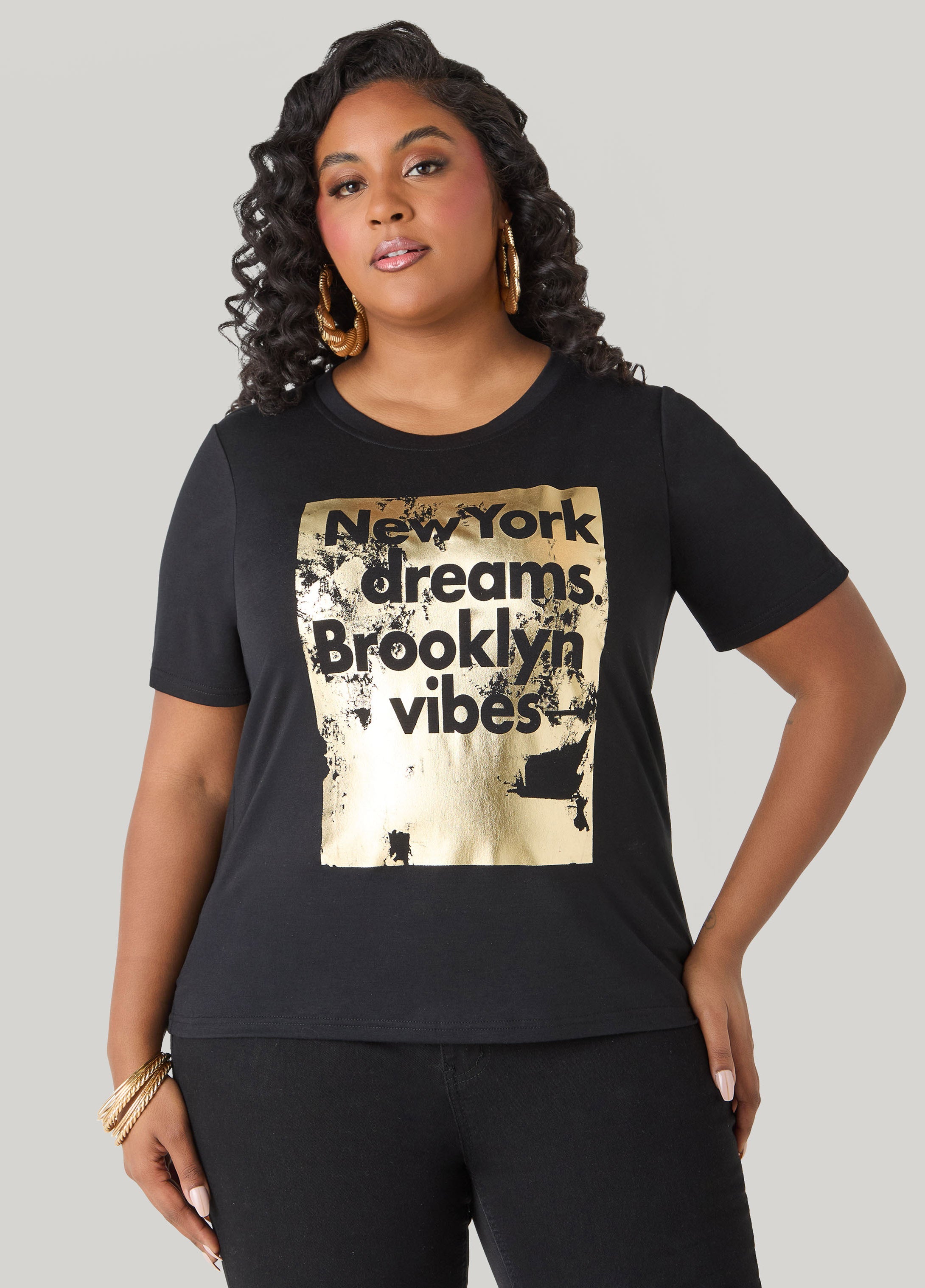 New York Graphic Tee Black | Ashley Stewart