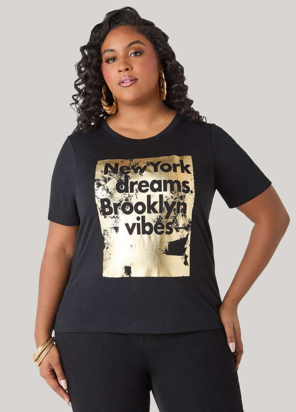 New York Graphic Tee Black | Ashley Stewart