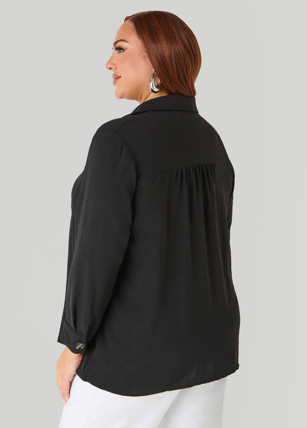 Textured Collared Shirt Light Pastel Blue | Ashley Stewart