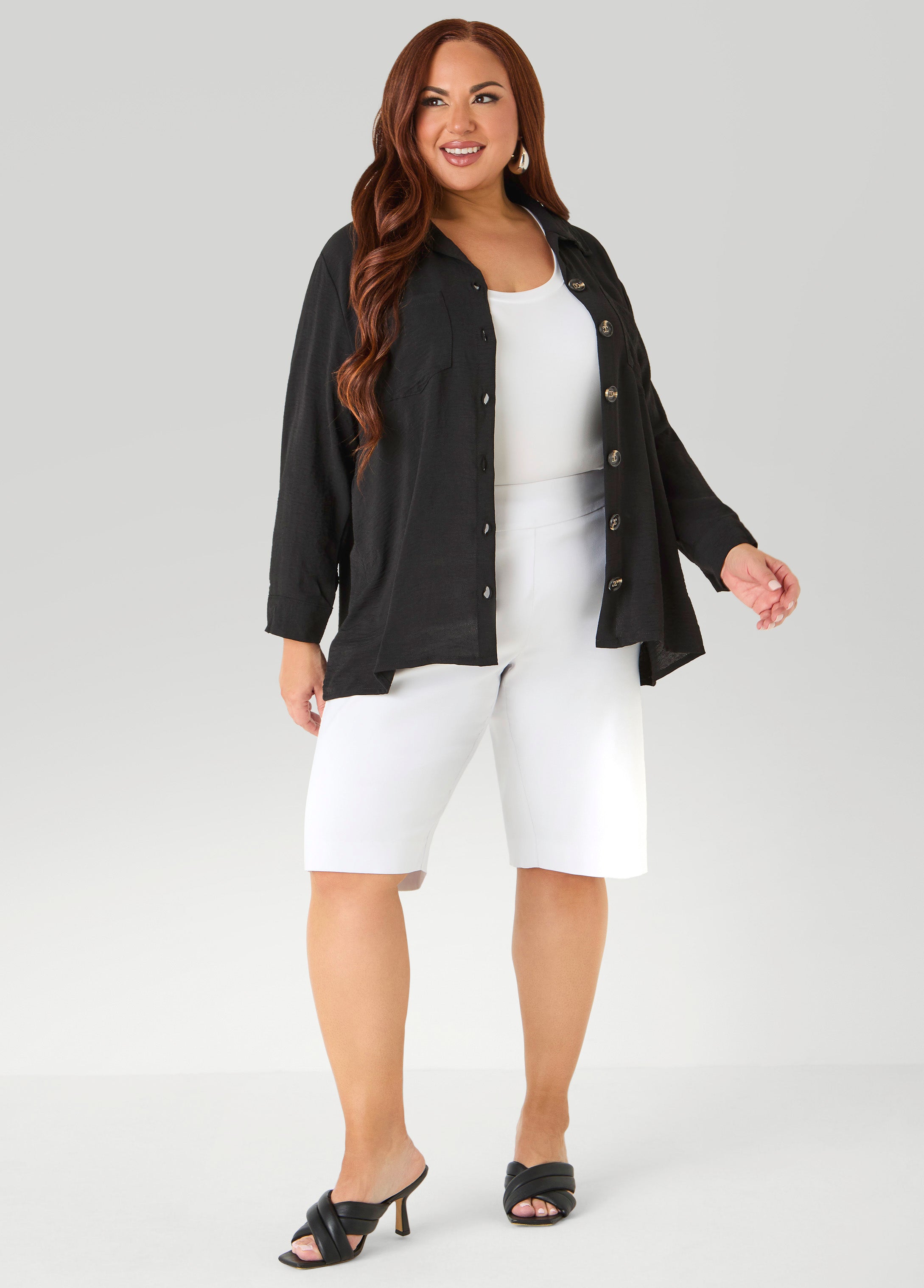 Textured Collared Shirt Light Pastel Blue | Ashley Stewart