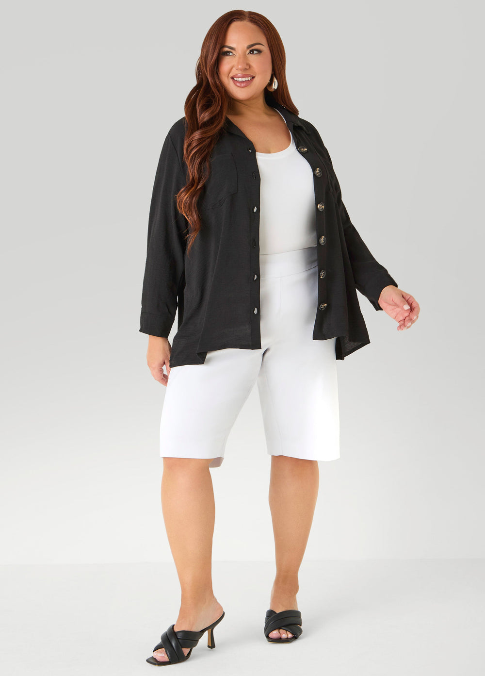 Textured Collared Shirt Light Pastel Blue | Ashley Stewart