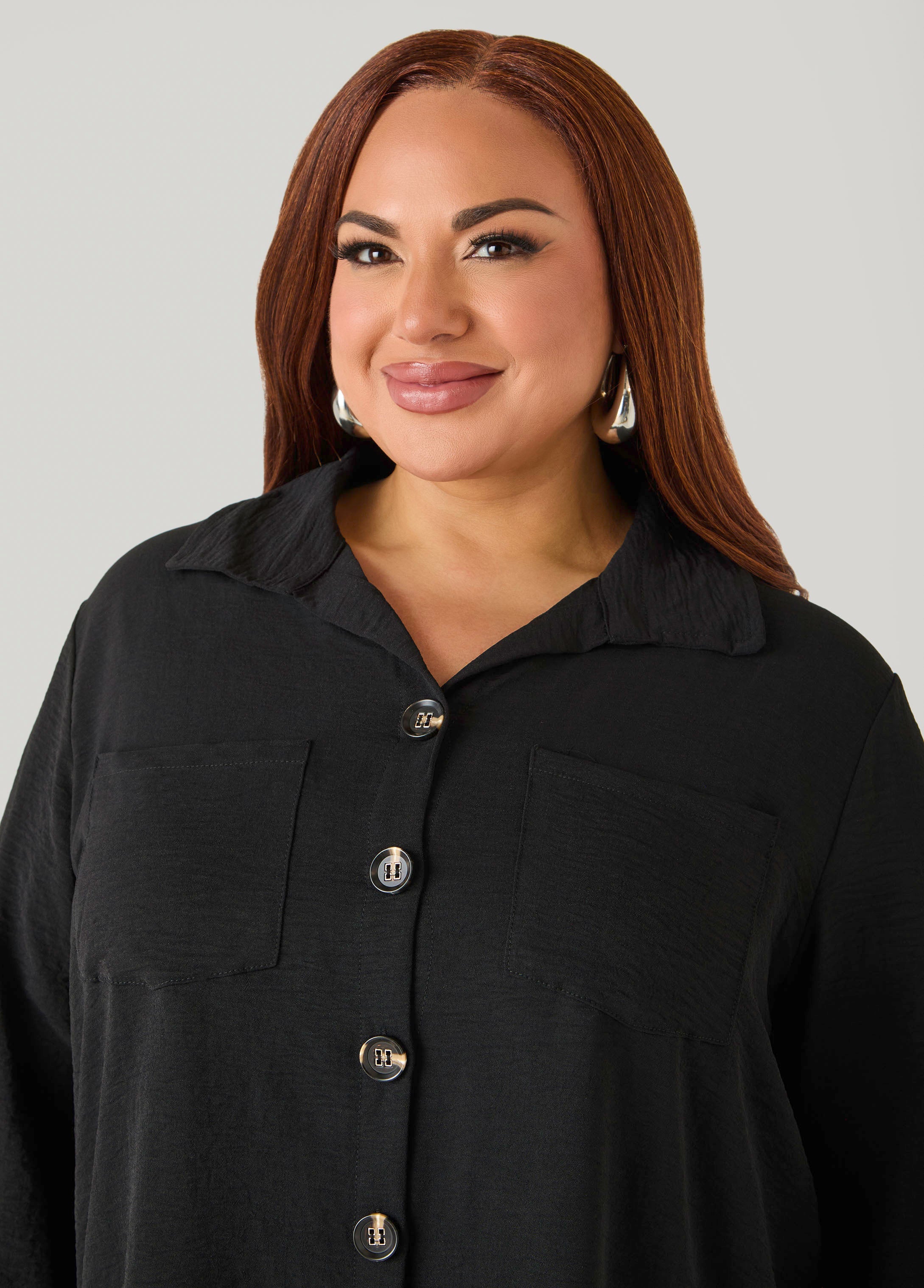 Textured Collared Shirt Light Pastel Blue | Ashley Stewart