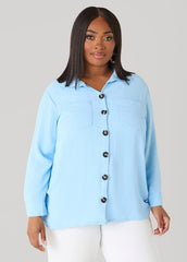 Textured Collared Shirt Light Pastel Blue | Ashley Stewart