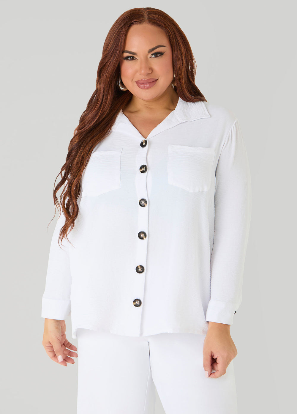 Textured Collared Shirt Light Pastel Blue | Ashley Stewart
