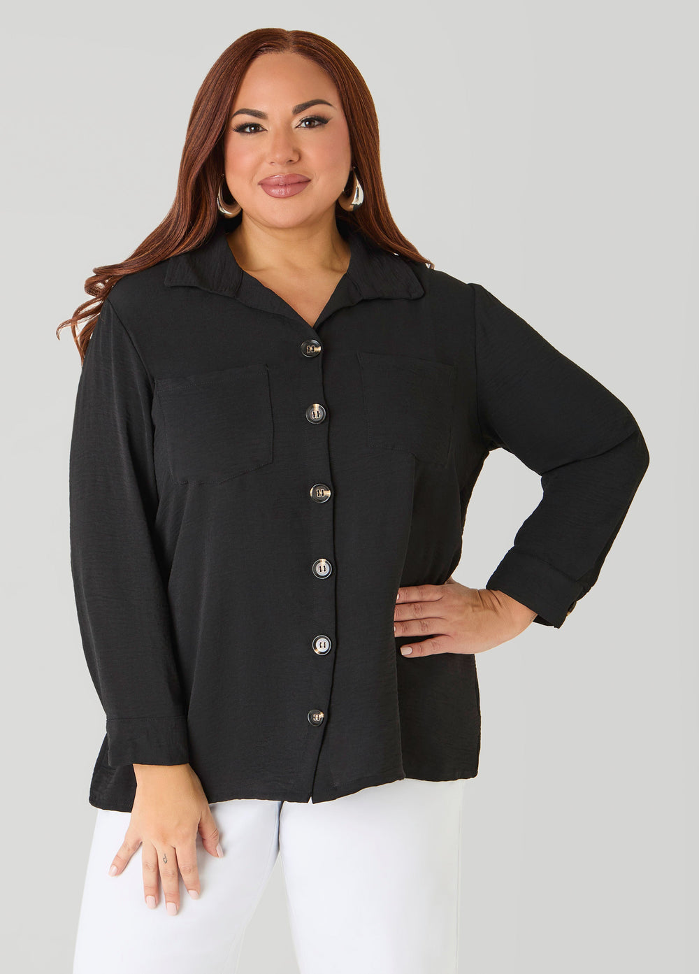Textured Collared Shirt Light Pastel Blue | Ashley Stewart