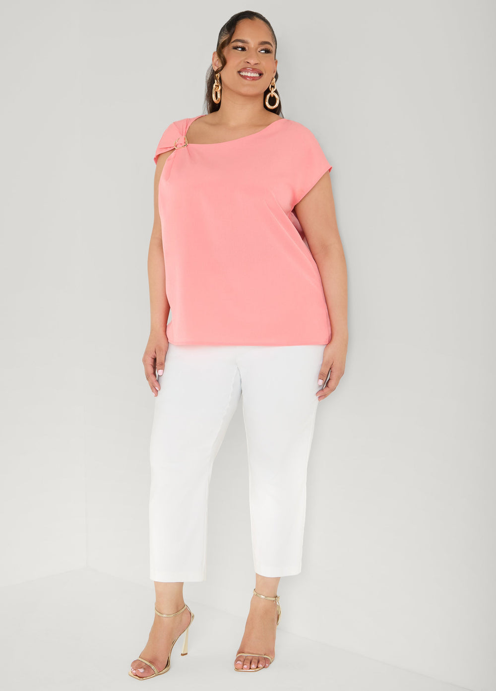 Embellished Crepe Top Blue | Ashley Stewart
