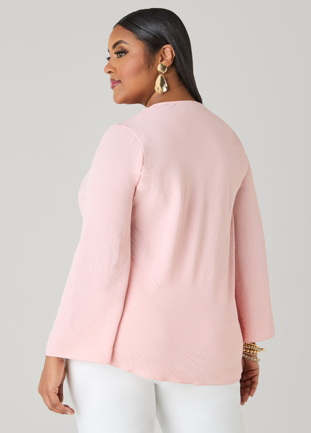Textured Cowl Neck Blouse Pink | Ashley Stewart