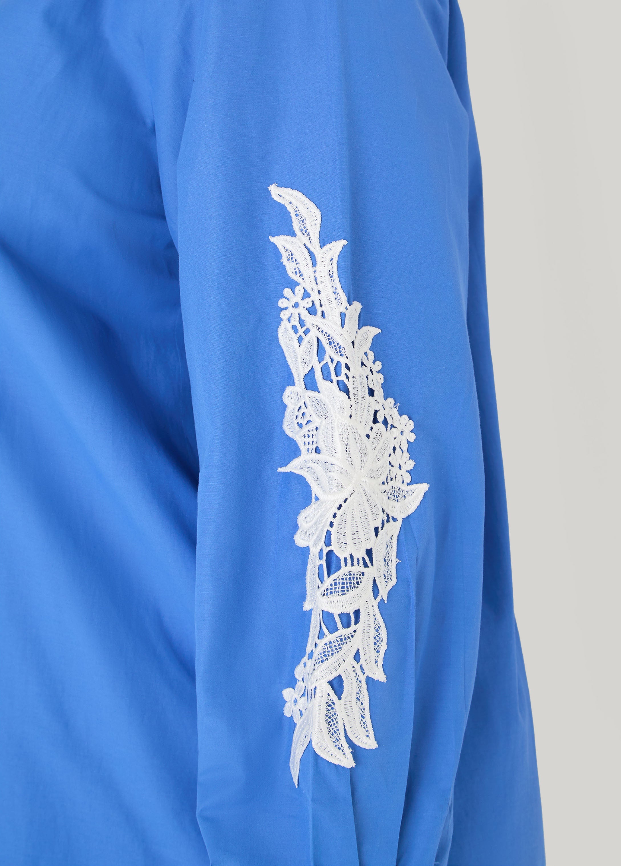 Applique Cotton Blend Shirt Blue | Ashley Stewart
