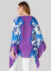 Draped Printed Poncho Pansy | Ashley Stewart