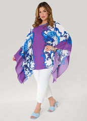 Draped Printed Poncho Pansy | Ashley Stewart