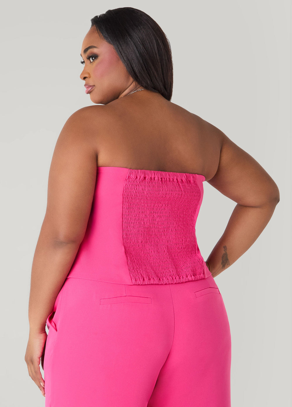 Strapless Lace Paneled Bustier Beetroot Purple | Ashley Stewart