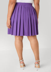 Button Embellished Pleated Skirt Pansy | Ashley Stewart