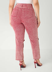 Stonewash Slim Leg Cargo Jeans Confetti | Ashley Stewart
