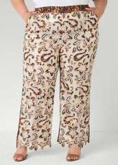 Leopard Print Corded Lace Pants Natural Leopard | Ashley Stewart