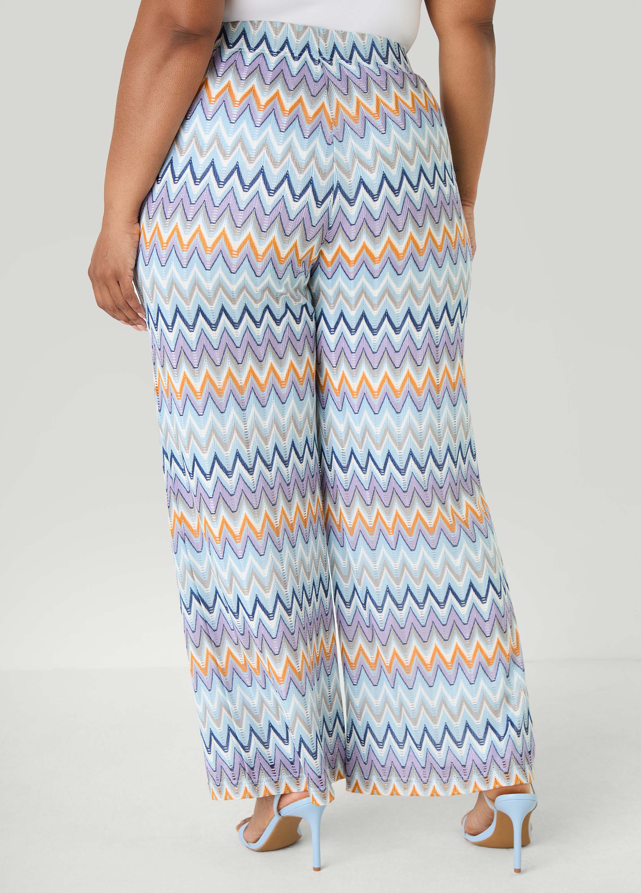 Chevron Knit Wide Leg Pants Multi | Ashley Stewart