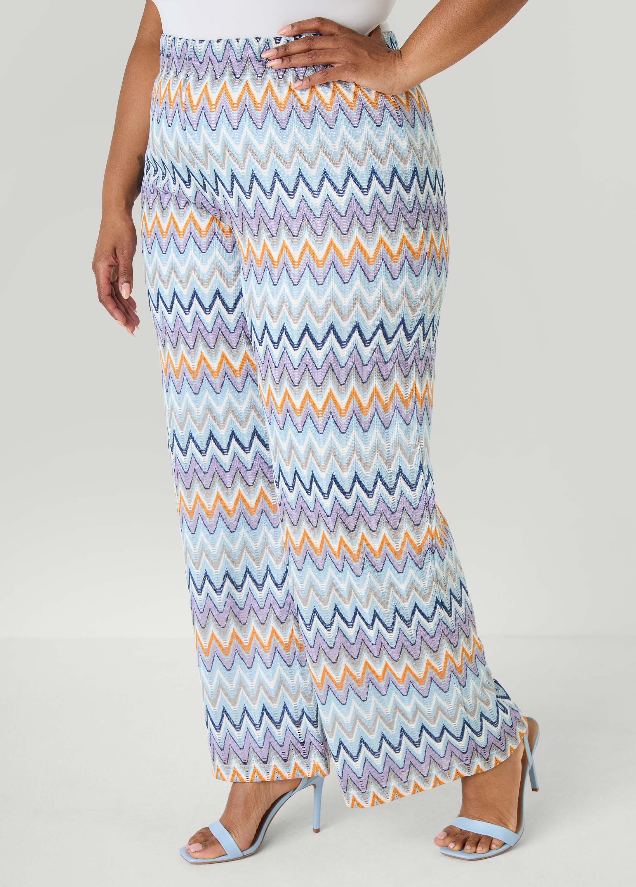 Chevron Knit Wide Leg Pants Multi | Ashley Stewart