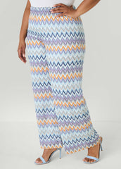Chevron Knit Wide Leg Pants Multi | Ashley Stewart