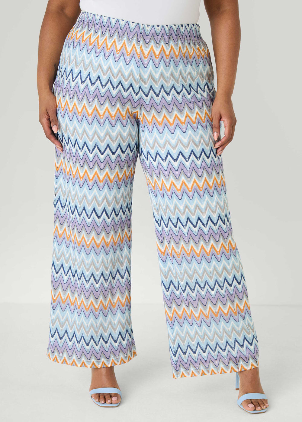 Chevron Knit Wide Leg Pants Multi | Ashley Stewart