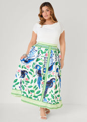 Parrot Print Maxi Skirt Victoria Blue | Ashley Stewart