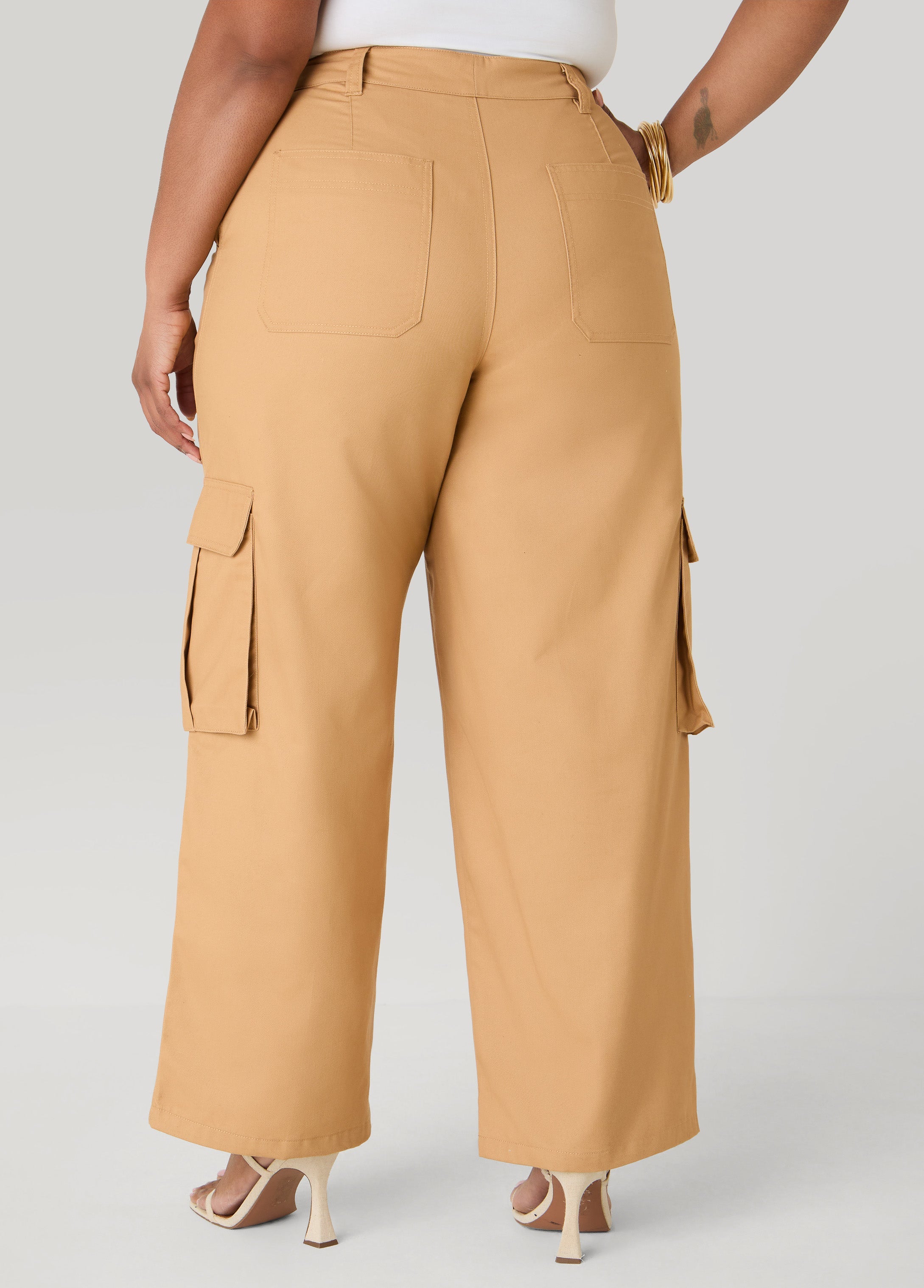 Cargo Wide Leg Pants Iced Coffee | Ashley Stewart