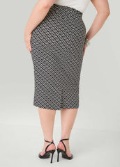 Millennium Geo Print Skirt Black White | Ashley Stewart