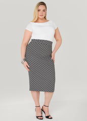 Millennium Geo Print Skirt Black White | Ashley Stewart