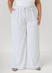 Pinstriped Wide Leg Pants Turtledove | Ashley Stewart